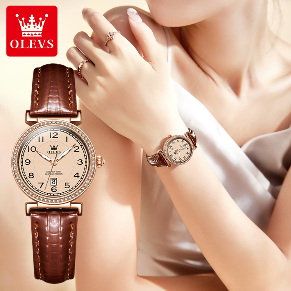 OLEVS 5590 Luxury Brand Women' - огляд і ціна Luxury Watch Leather Strap